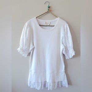 New! Anthropologie Knit and cotton eyelet top